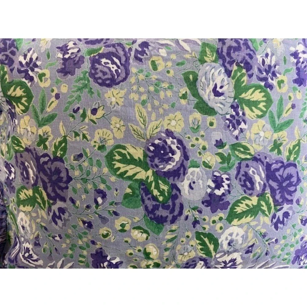 April Cornell Floral Ruffled Pillow Covers Purple‎ Green Cotton Set of 2 Vintage